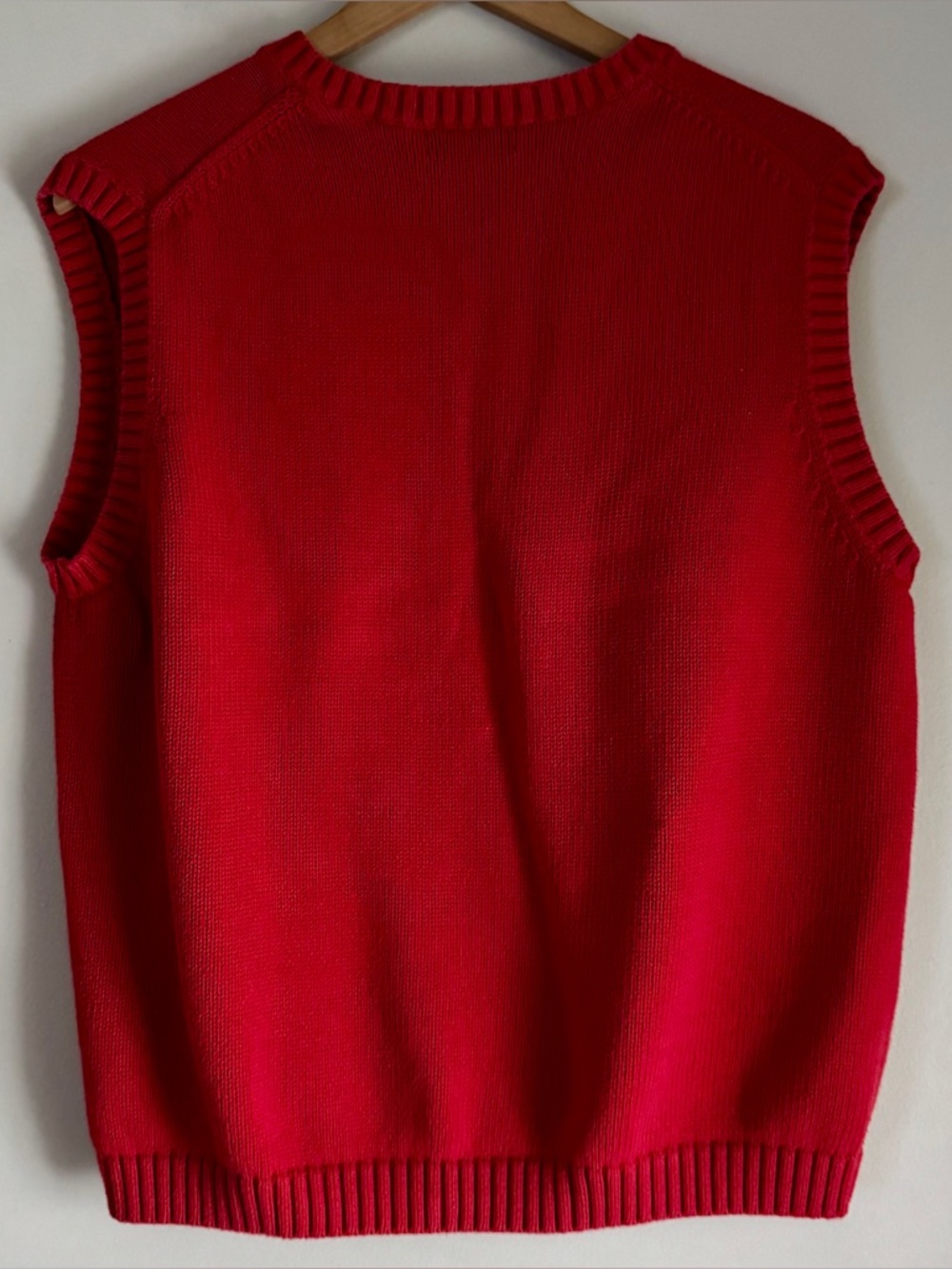 Vintage 90’s Lands’ End Red V-Neck Pullover Sweater Vest Size Large 42-44 - Picture 2 of 8